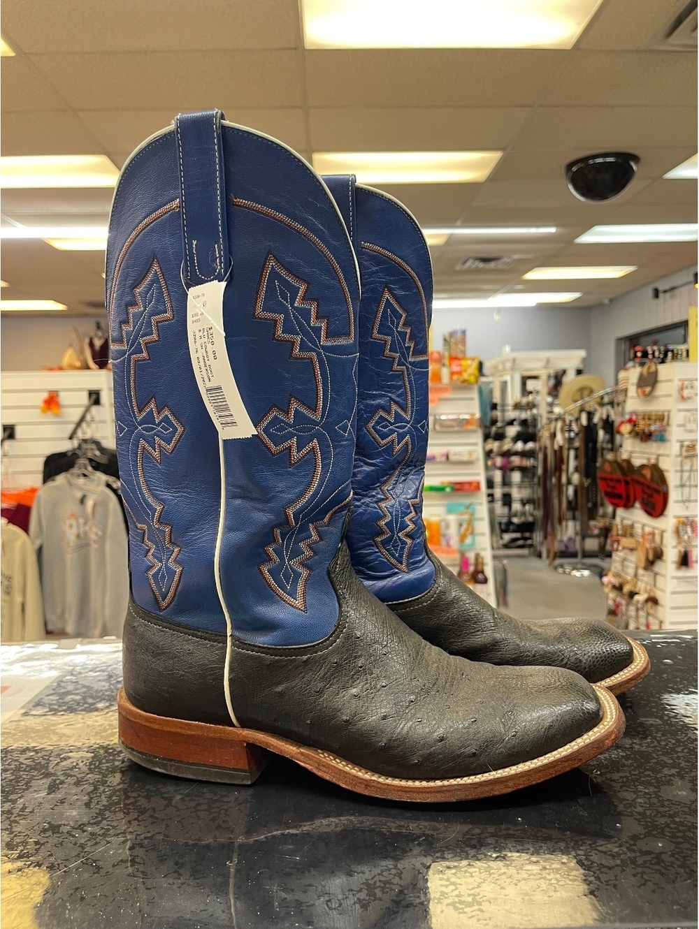 Anderson Bean Men's Western Cowboy Boots Black and Blue Size 10.5 D